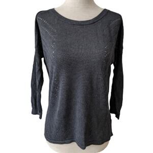 Express Open Stitch Lightweight Charcoal Sweater Medium